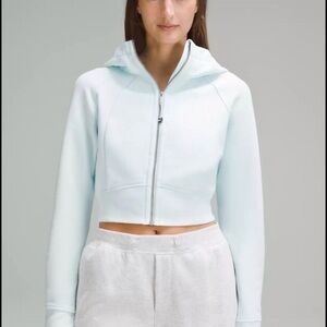 Lululemon CroppedLight Blue Scubs Full Zip-Up Hoodie